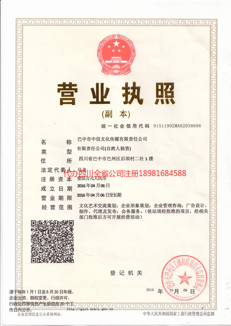 蓬溪蓬溪中信文化传媒有限责任公司